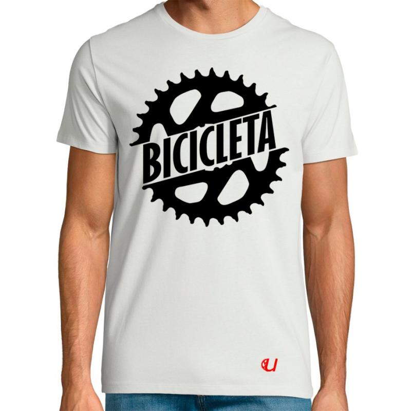 Camiseta Bicicleta Plato Blanca